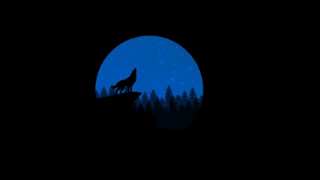 Howling - moon, fantasy, blue, wolf, vector, creative, howling, luna