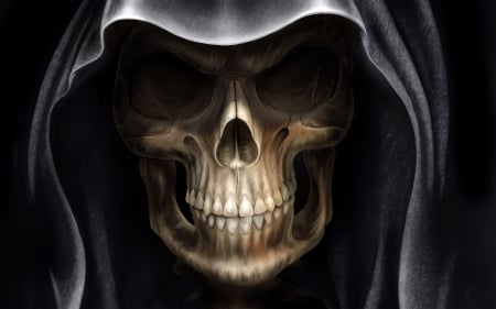 Grim reaper - skull, face, grim reaper, death, smile, fantasy, black