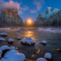 Winter sunset in Yosemite