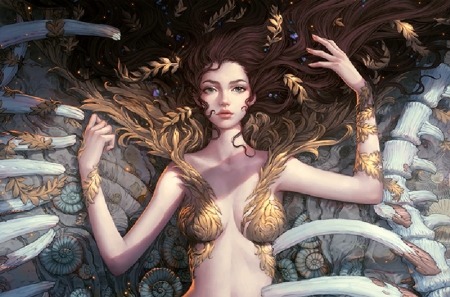 Mermaid by Liuyuan Lange - legend of the cryptids, sirena, loc, girl, frumusete, fantasy, lange, mermaid, luminos