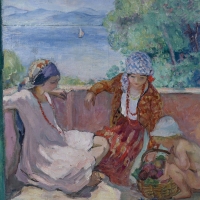 Young Women and Child on the Terrace at Saint Maxime