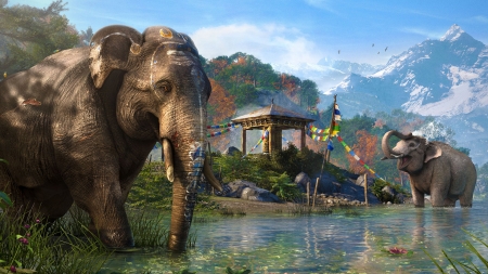 Far Cry 4 - animals, far cry, video game, gaming, open world, far cry 4, game, elephants, far cry iv