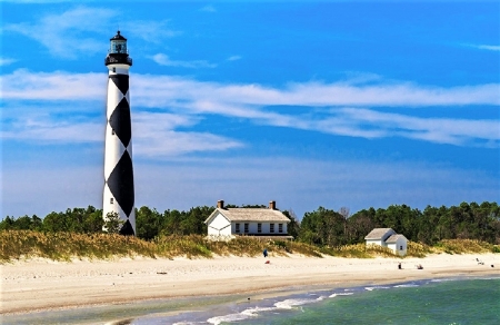 Cape Lookout Lighthouse,NC - Lighthouse, Beach, Cape Lookout, North Carolina