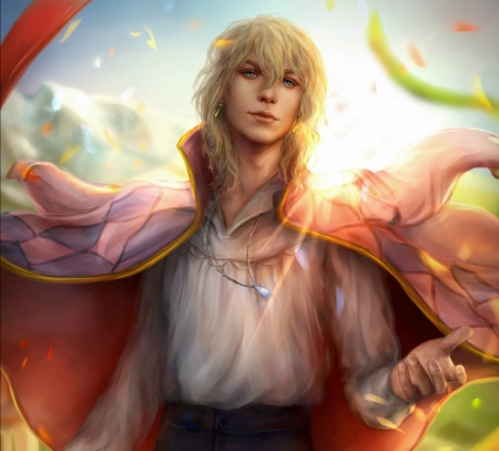 Howl - howl, anime, manga, anna helme, fantasy, howls moving castle, orange, guy, man, green