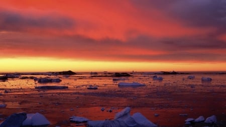 Sea Sunset - sunset, nature, sea, reflection, sky