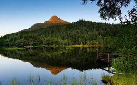 Sunset on Glencoe Lochan - lake, forest, cool, fun, sunset, nature, mountain