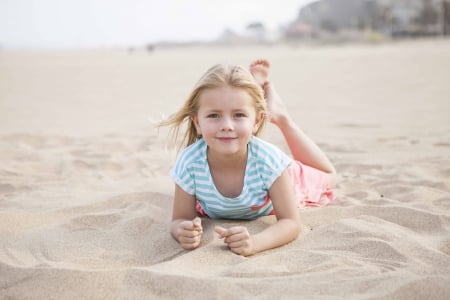 Little girl - dainty, pretty, summer, lying, pink, sand, pure, child, fair, princess, face, nice, bonny, kid, childhood, beauty, baby, Hair, Belle, comely, white, cute, fun, people, beach, blonde, sky, DesktopNexus, sightly, beautiful, photography, sea, girl, lovely, sweet, smile, little, adorable, feet