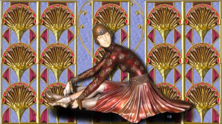 Art Deco Dancer - art deco wallpaper, windows 10  wide screen background, art deco desktop background, art deco, windows 10 background, windows 10 art deco background