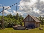 Old Bathhouse and Well in Latvia