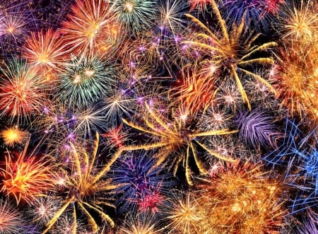 Fireworks for 4th of July - occasion, 4th of July, patriotism, artwork, beautiful, celebration, wide screen, illustration, holiday, painting, art, fireworks