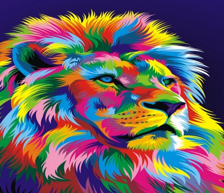 For Lioness - male, lion, colors, rainbow