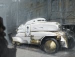 Steampunk Car in the Rain