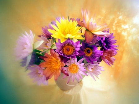 A Bouquet in a Vase - colorful, bouquet, flowers, vase