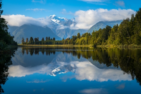 Sublime Beauty of New Zealand - reflections, nature, lakes, sky, new zealand, clouds, mountains