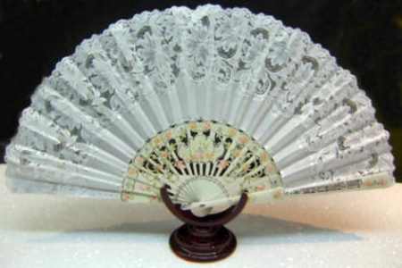 White And Lacy Hand Fan - white, brown, fan, abstract, photography, hand, lacy, stand