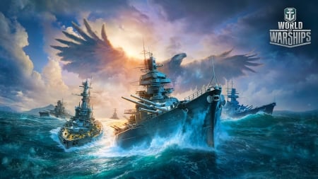 World of Warships - German Battleships and Eagle - german, video, game, eagle, battleships, warships, world