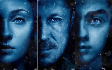 Game of thrones - woman, actress, collage, girl, tv series, eye, poster, face, man, blue, actor, game of thrones