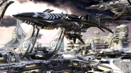 Steampunk - Space Ship - ship, steampunk, fiction, space, science