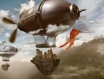 Steampunk - Airships Moving City Islands