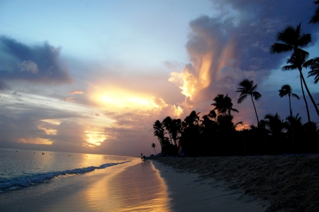 Island Sunsets - Island, Trees, Water, Nature, Clouds, Land, Sky, Sunsets