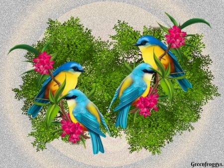 PRETTY BIRDS - art, abstract, pretty, birds