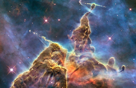 Mountains of Dust in the Carina Nebula - space, fun, galaxies, stars, cool, nebula