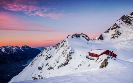 Mountain Hut in New Zealand - mountains, hut, nature, new zealand