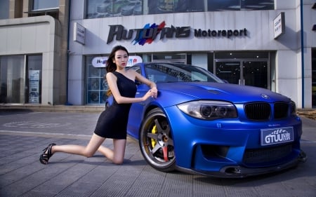 Satin Blue - Beamer, Asian, Gold Rims, Model