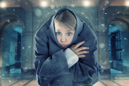 The joy of capitalism - girl, child, copil, funny, creative, john wilhelm, situation, coat, little