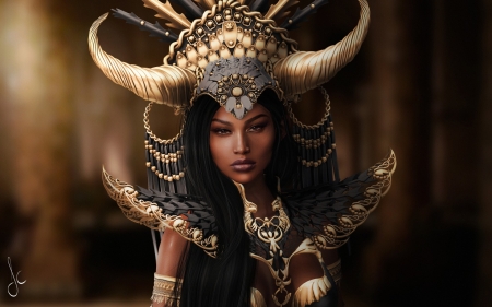 Demoness - fantasy, rendering, girl, demon, horns