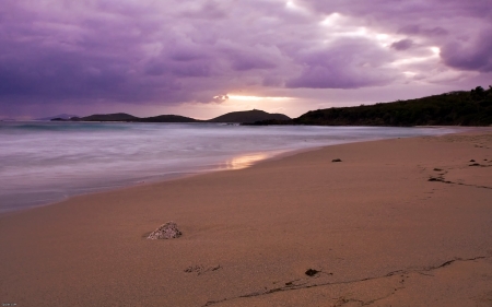 Sandy Beach - clouds, beach, sea, sandy, nature