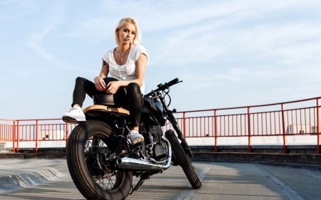 Blonde Girl on a Bike - woman, girl, bike, blonde