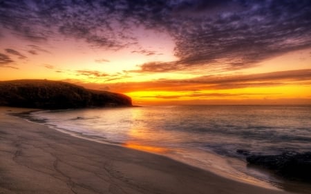 Ocean  Sunset - sunset, nature, coast, beach, landscape, ocean