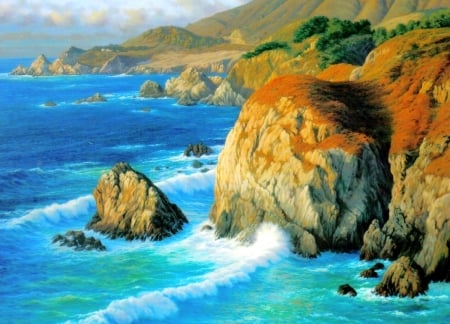 Rocky Point Big Surf - beaches, attractions in dreams, paradise, draw and paint, summer, rocks, nature, love four seasons, paintings, sea