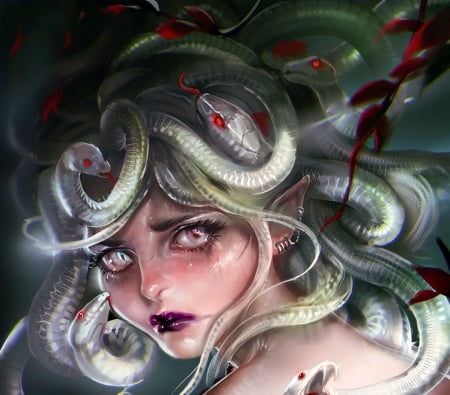 Medusa - medusa, fantasy, sakimichan, luminos, snake, art