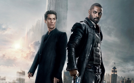 The Dark Tower (2017) - actor, poster, man, the datk tower, black, idris elba, movie, couple, matthew mcconaughey