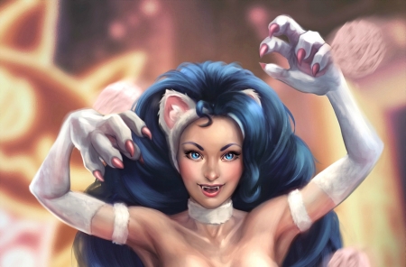 Catwoman - paw, darkstalkers, cat, girl, pisica, fantasy, art, pink, catwoman, luminos, tarivanima