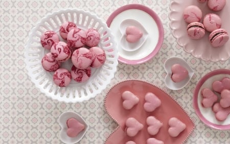 Macarons - heart, macaron, valentine, food, dessert, card, sweet