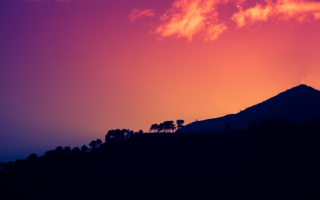 Dark Sunset - sunset, nature, 2017, mountains, Dark