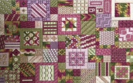 Needlework - needlework, purple, handiwork, green, colors