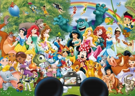 Say cheese! - characters, mickey mouse, colorful, all, princess, photo, disney, luminos