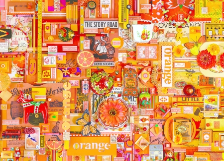 Orange - stuff, collage, orange, texture, luminos