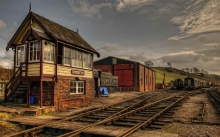 cheddleton station - cheddleton, train, station, track