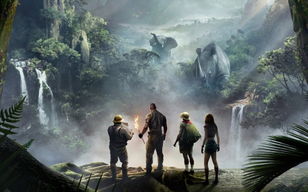 Jumanji: Welcome to the Jungle (2017) - welcome to the jungle, movie, people, animal, poster, jumanji