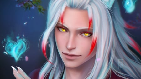 Sesshomaru - sesshomaru, fantasy, fox, yukio, face, man, luminos