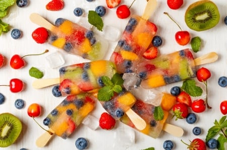 Fruity ice cream - summer, berry, sweet, ice cream, dessert, fruit, texture, food, colorful