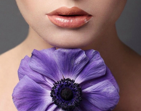 :) - woman, stuff, purple, lips, lipstick, anemone, black, flower