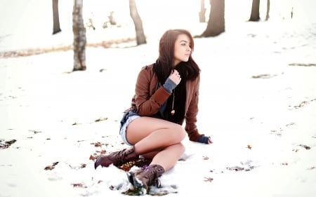 Winter In Montana. . - style, girls, western, winter, women, models, ranch, outdoors, brunettes, cowgirl, fun, female, snow, boots, cold, fashion