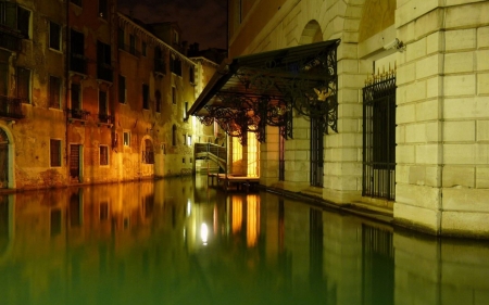 Evening in Venice - houses, evening, reflection, water, lights