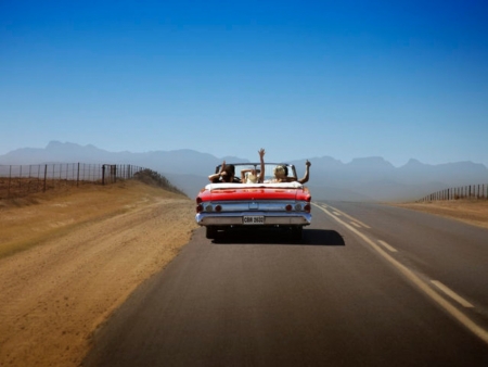 Bye Bye Cowgirls - sky, women, road, vacation, cowgirls, cars